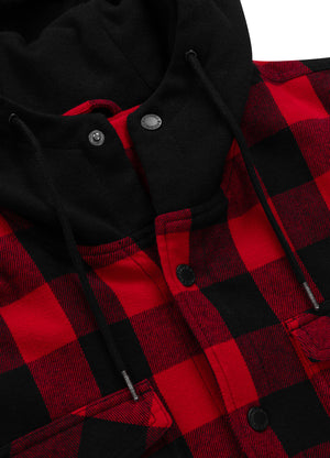 PIONEER Red/Black Hooded Overshirt - Pitbullstore.eu