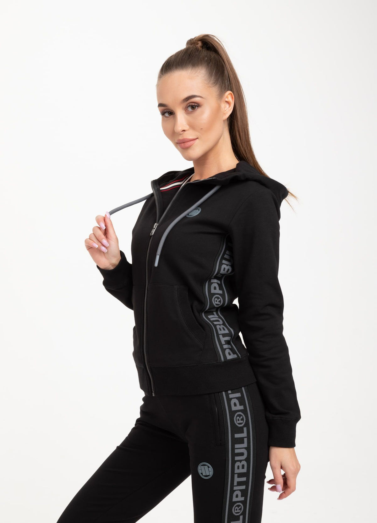 Damen-Kapuzenpullover mit Reißverschluss French Terry Small Logo