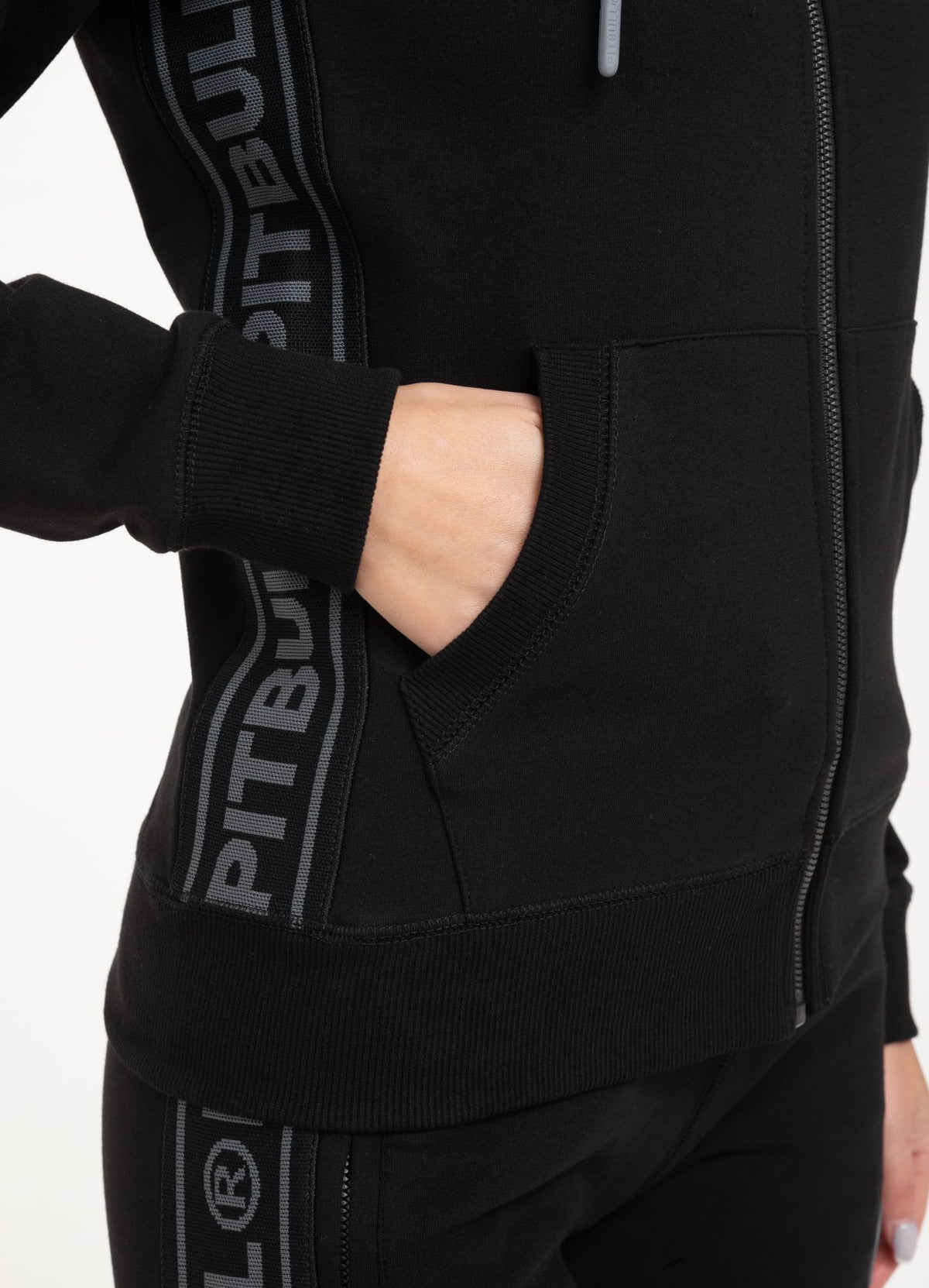 Damen-Kapuzenpullover mit Reißverschluss French Terry Small Logo