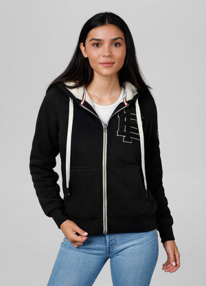 Damen Hoodie mit Reißverschluss Sherpa Ruffina - Schwarz