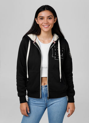 Damen Hoodie mit Reißverschluss Sherpa Ruffina - Schwarz