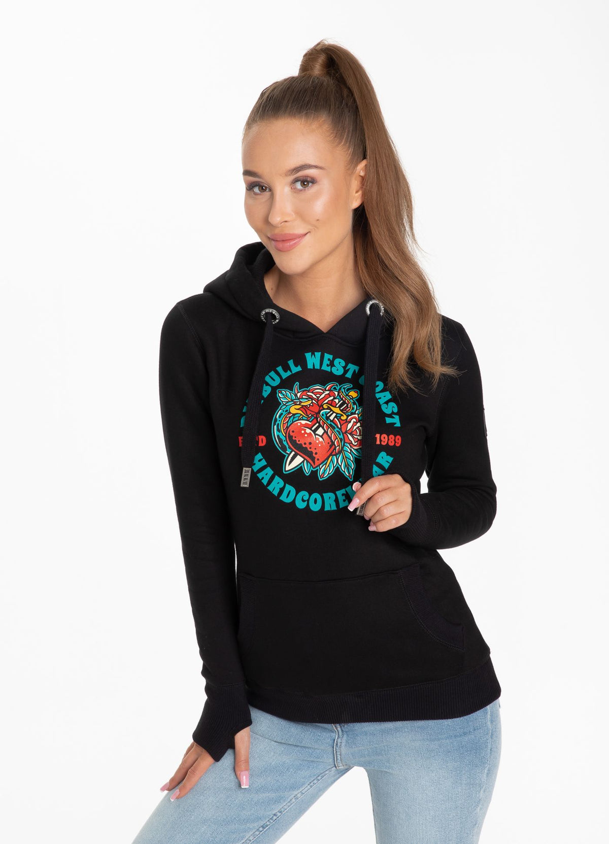 Damen Hoodie Broken Heart - Schwarz