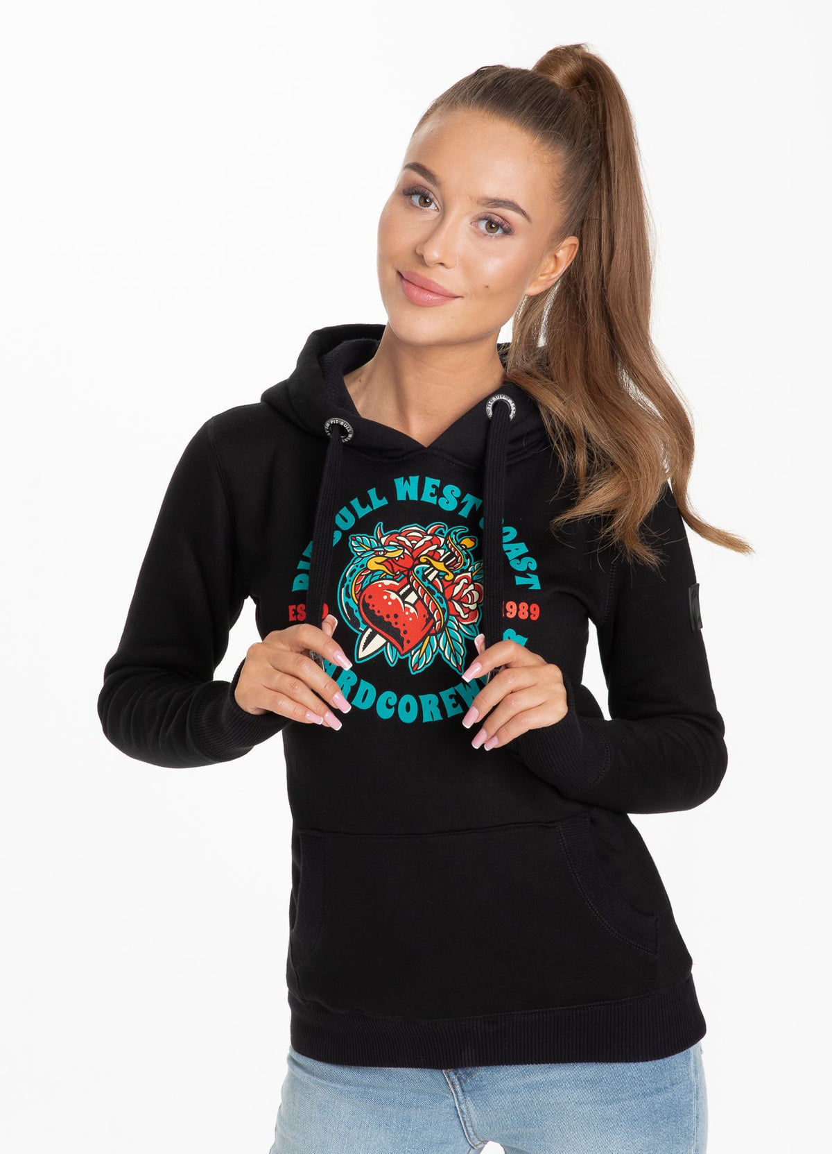 Damen Hoodie Broken Heart - Schwarz