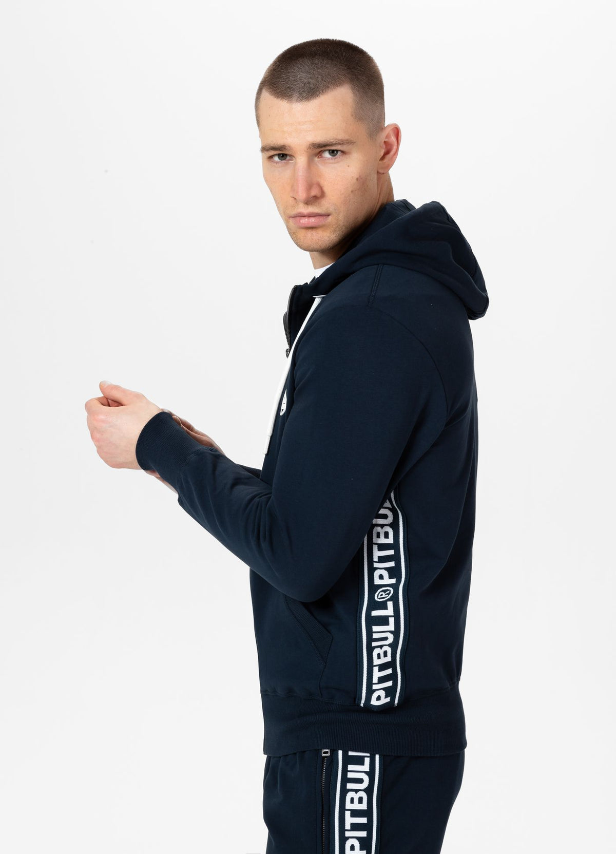 Hoodie mit Reißverschluss French Terry Lotus - Dunkelblau
