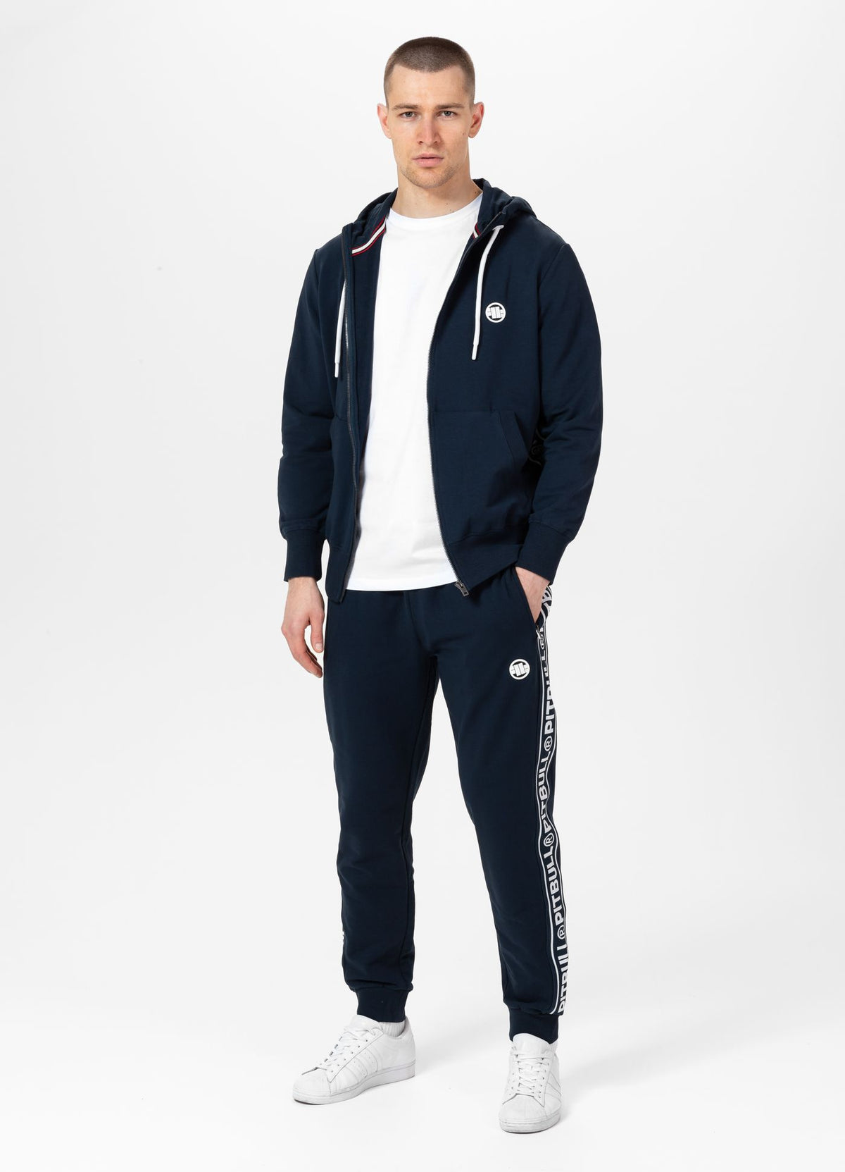 Hoodie mit Reißverschluss French Terry Lotus - Dunkelblau