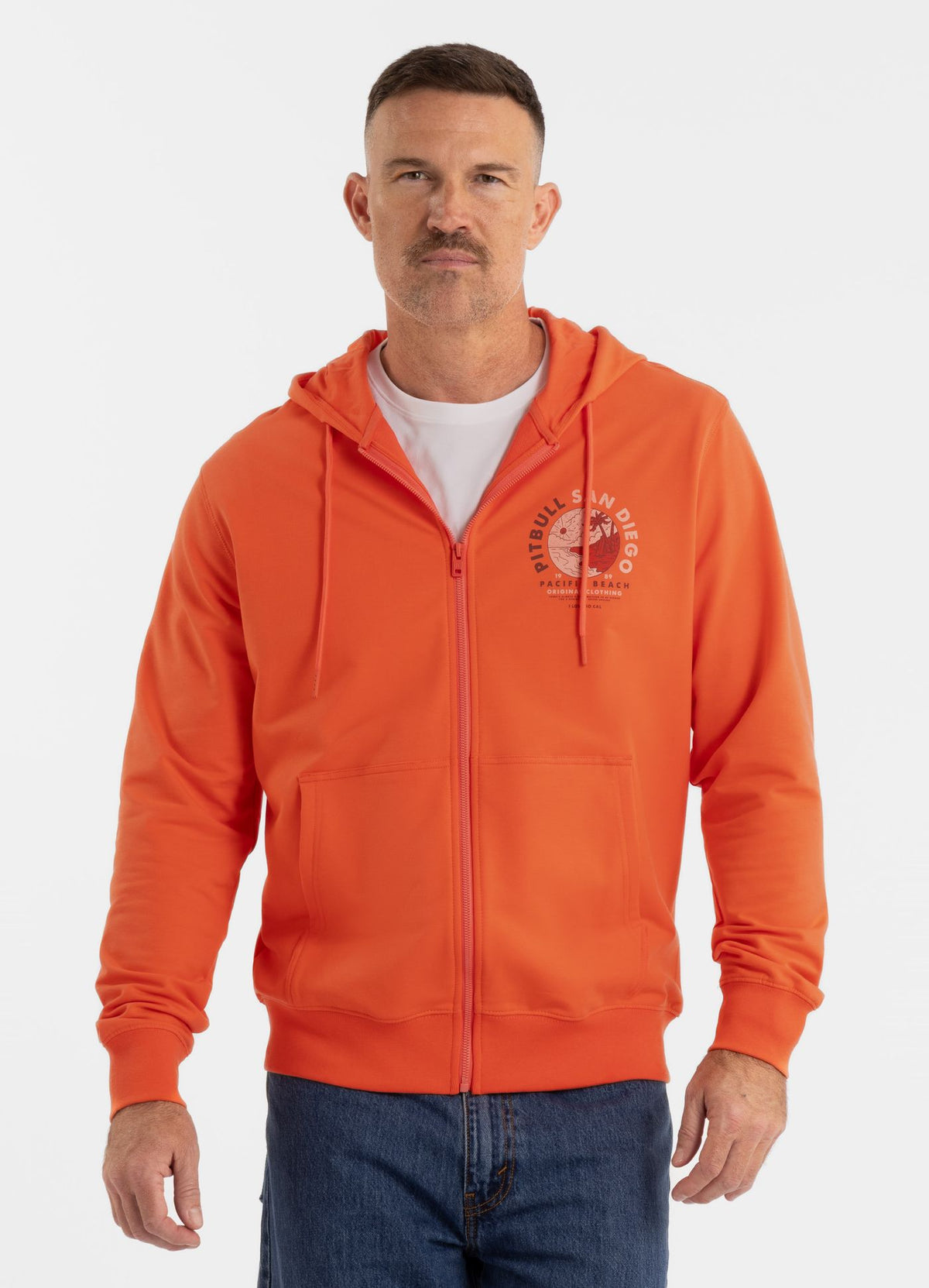 Men's Zip-up hoodie PLANET SURF - Salmon