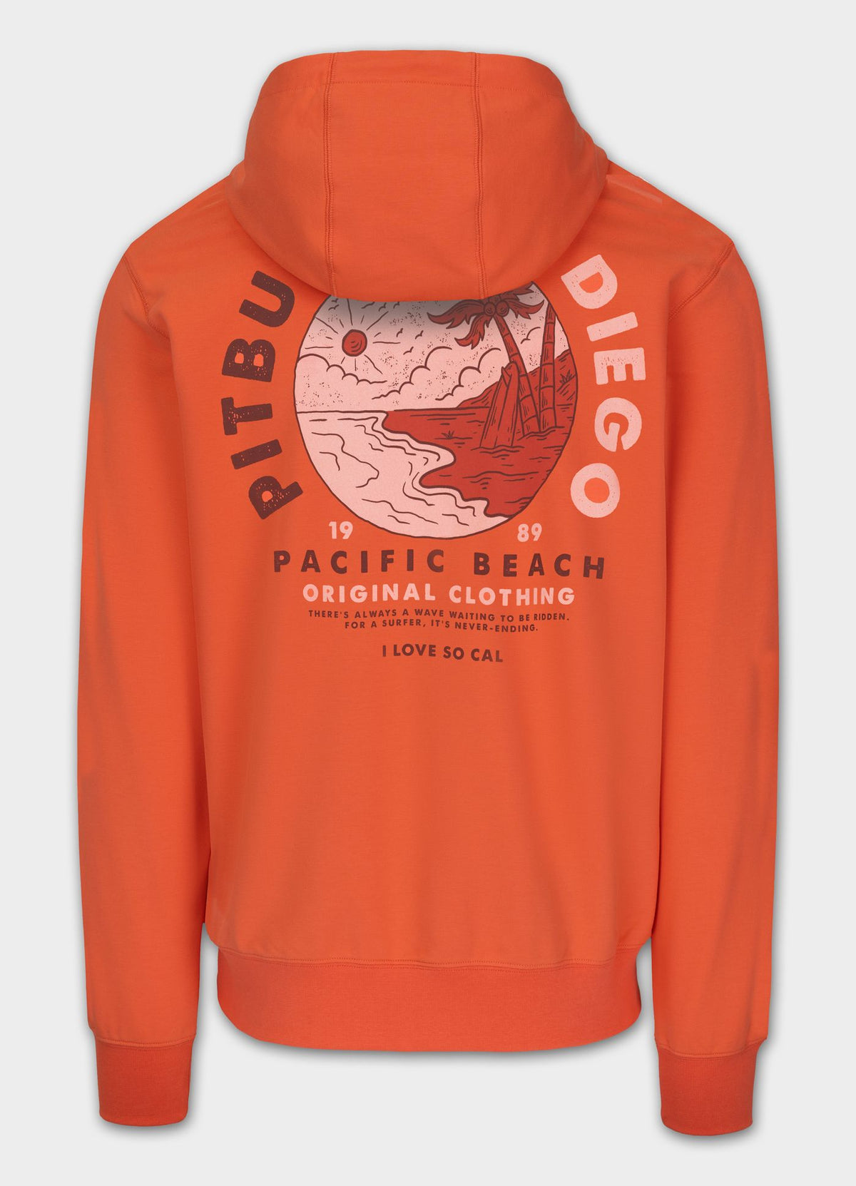 Men's Zip-up hoodie PLANET SURF - Salmon