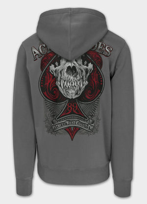 Herren Kapuzenjacke mit Reißverschluss Washed ACE OF SPADES - Grau
