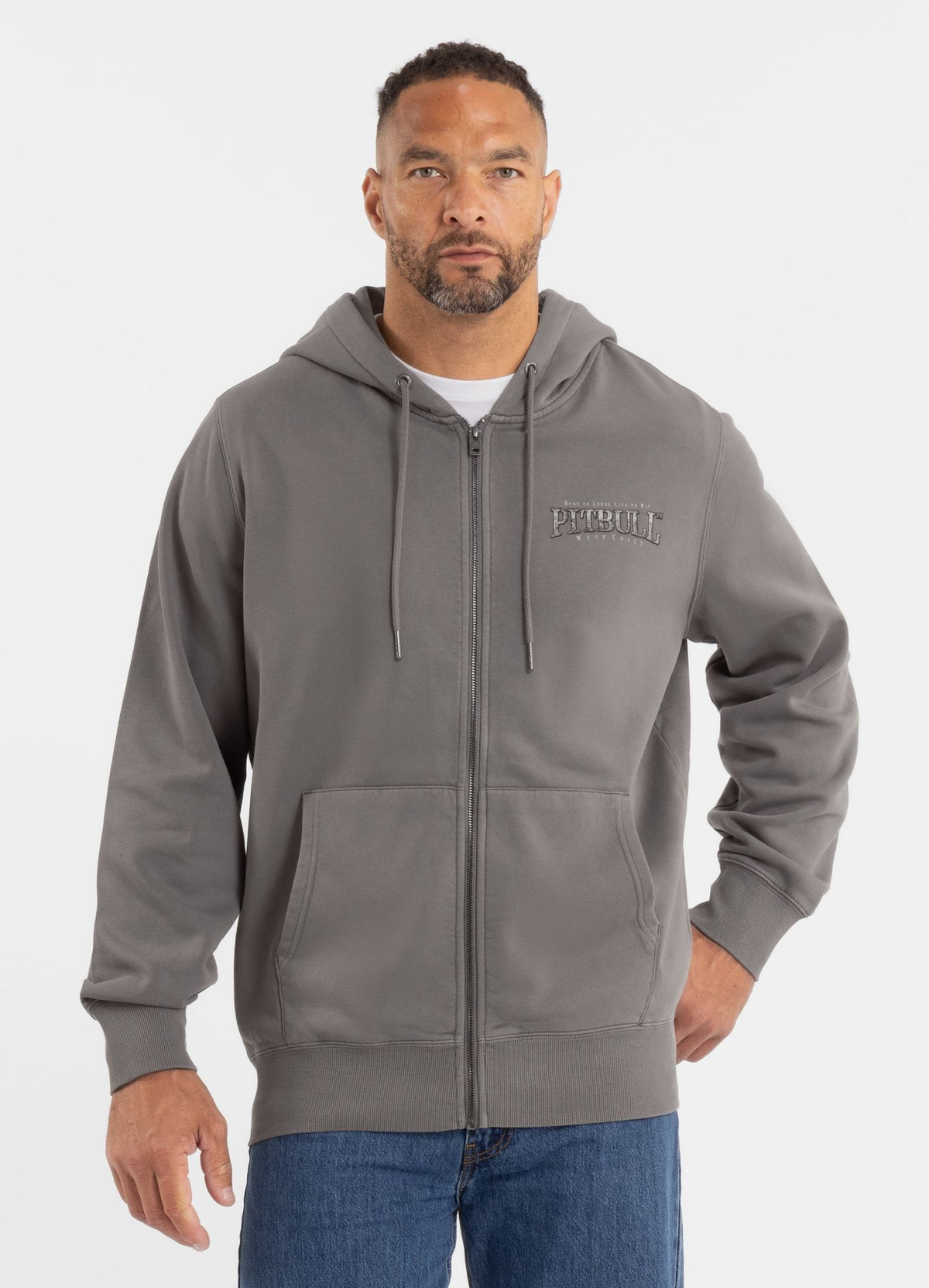 Men's Zip-up hoodie Washed ACE OF SPADES - Gray