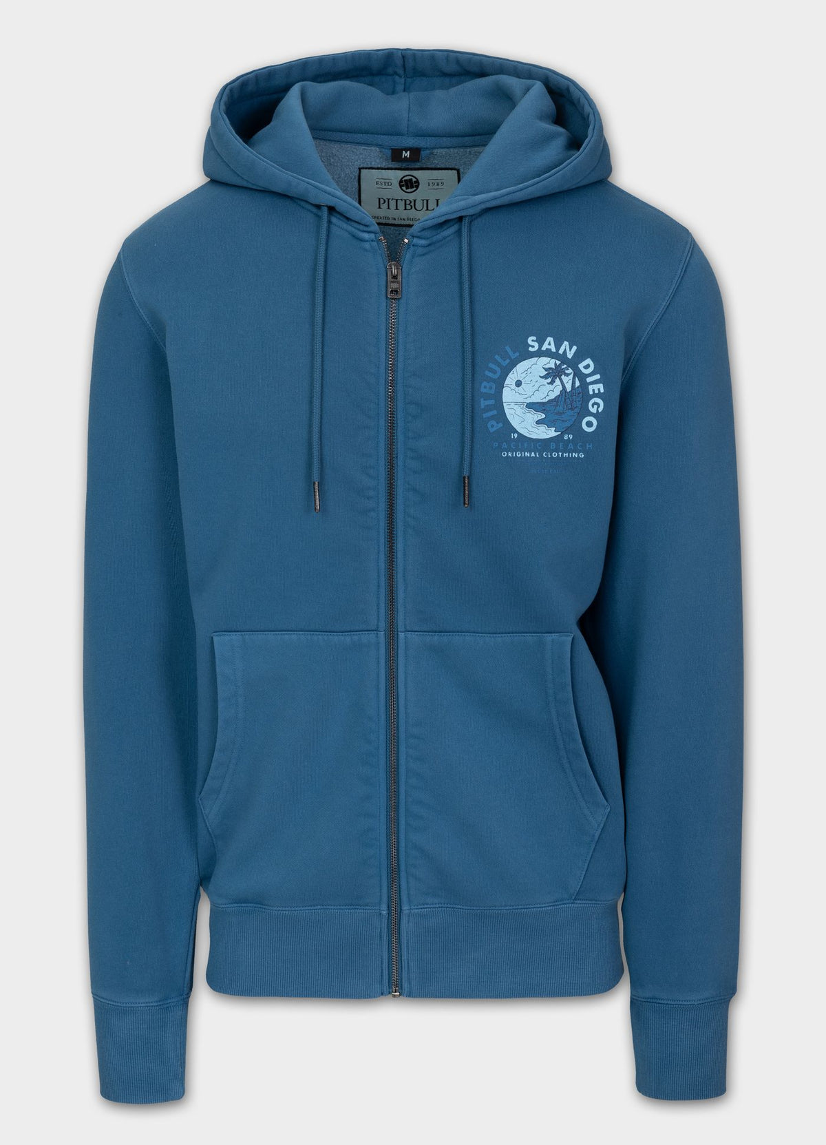 Men's Zip-up hoodie Washed PLANET SURF - Blue