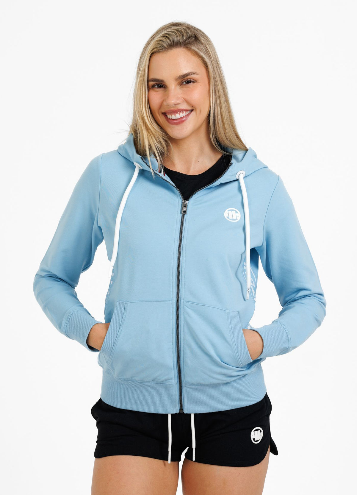 Frauen Hoodie mit Reißverschluss French Terry La Deta - Hellblau