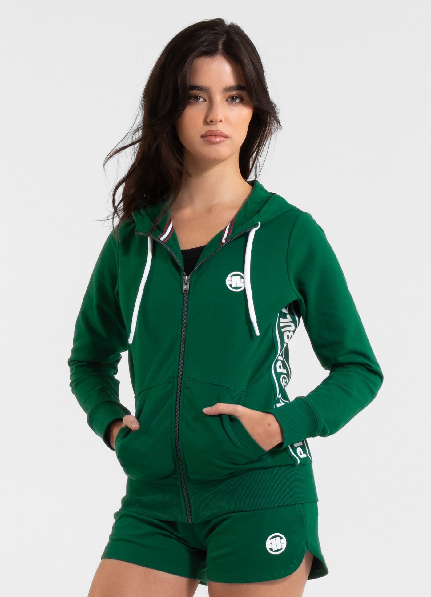 Damen Zip-Hoodie French Terry LA DETA - Dunkelgrün