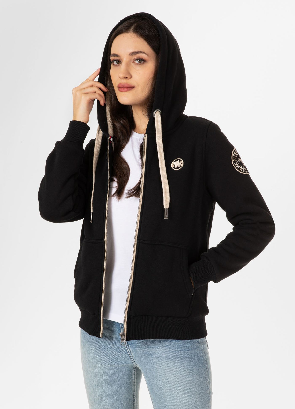 Frauen Hoodie mit Reißverschluss Sherpa Ruffina - Schwarz