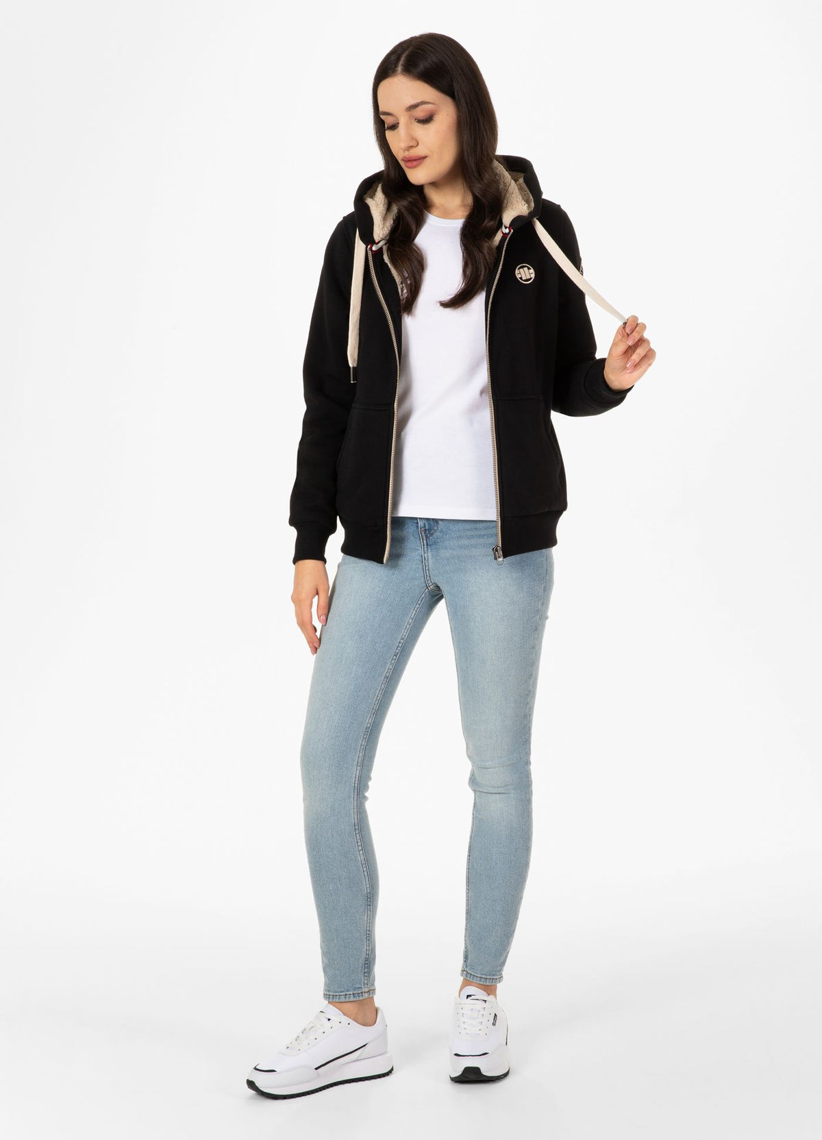 Frauen Hoodie mit Reißverschluss Sherpa Ruffina - Schwarz