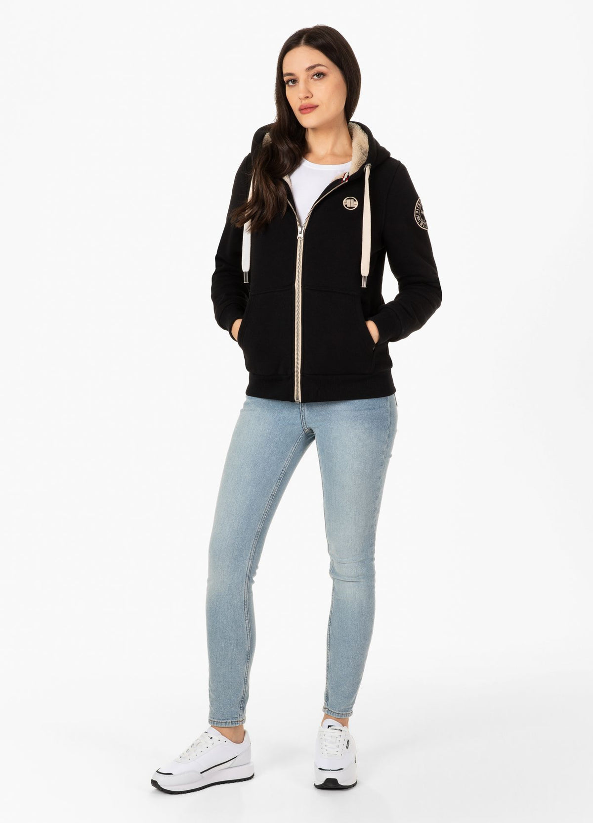 Frauen Hoodie mit Reißverschluss Sherpa Ruffina - Schwarz