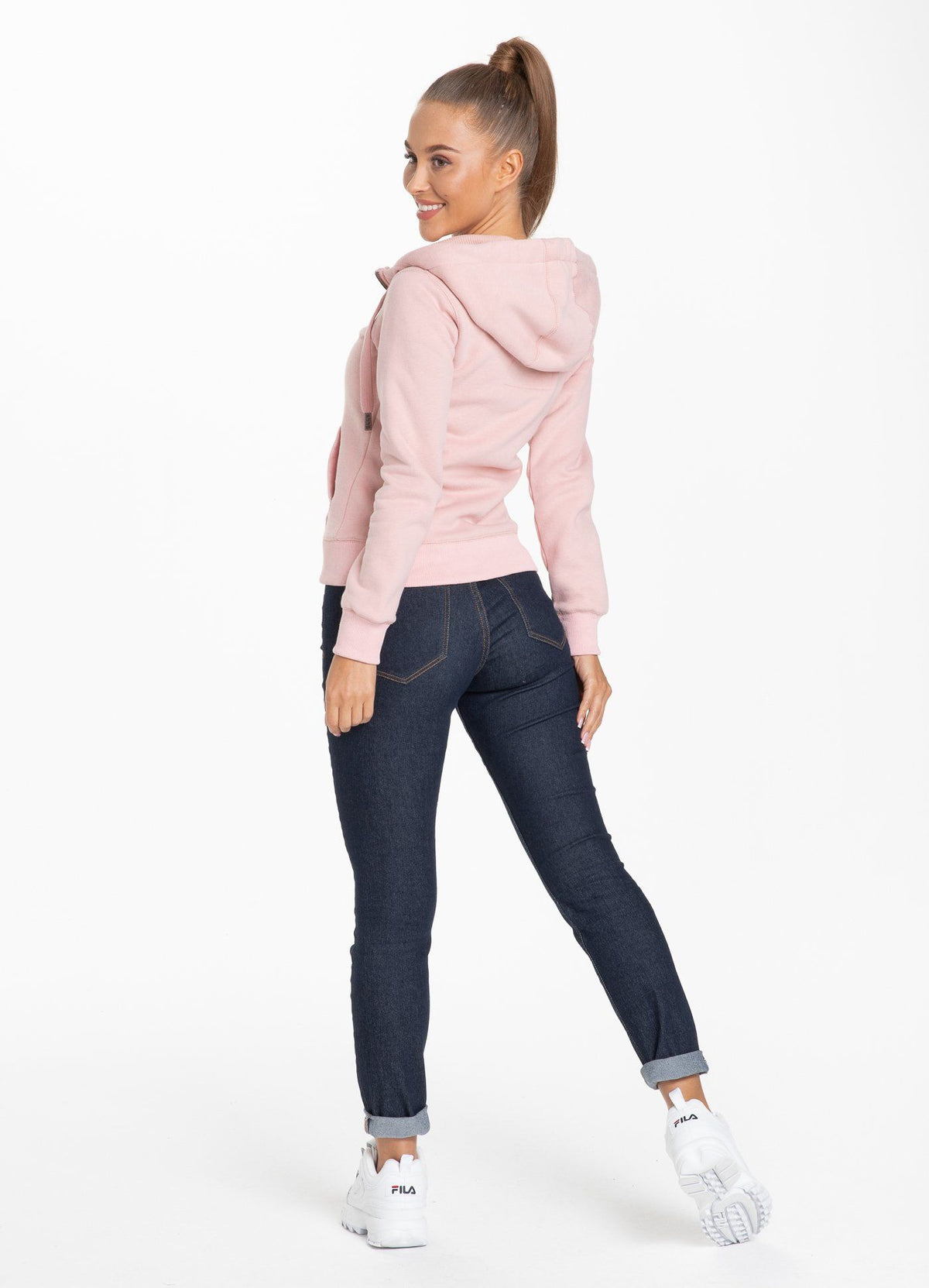 Damen-Kapuzenpullover mit Reißverschluss, kleines Logo
