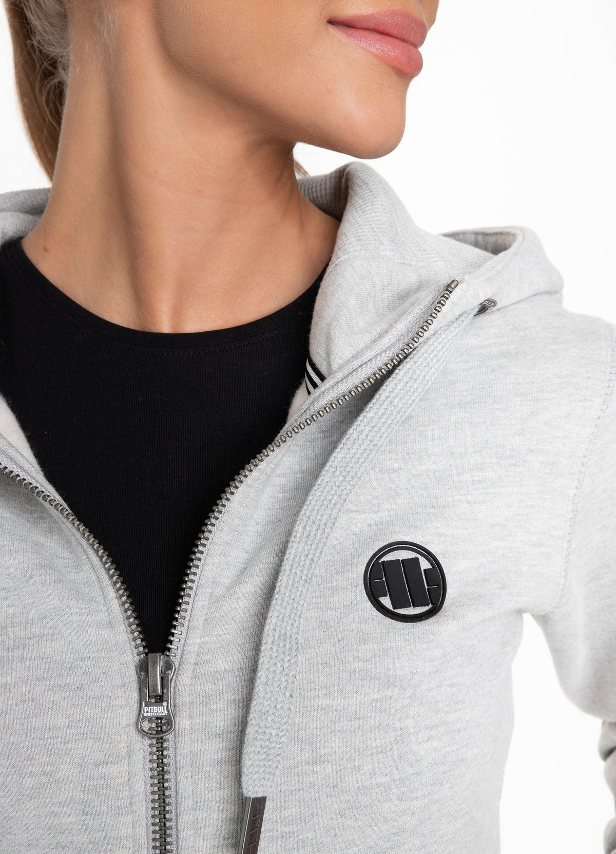 Damen-Kapuzenpullover mit Reißverschluss, kleines Logo