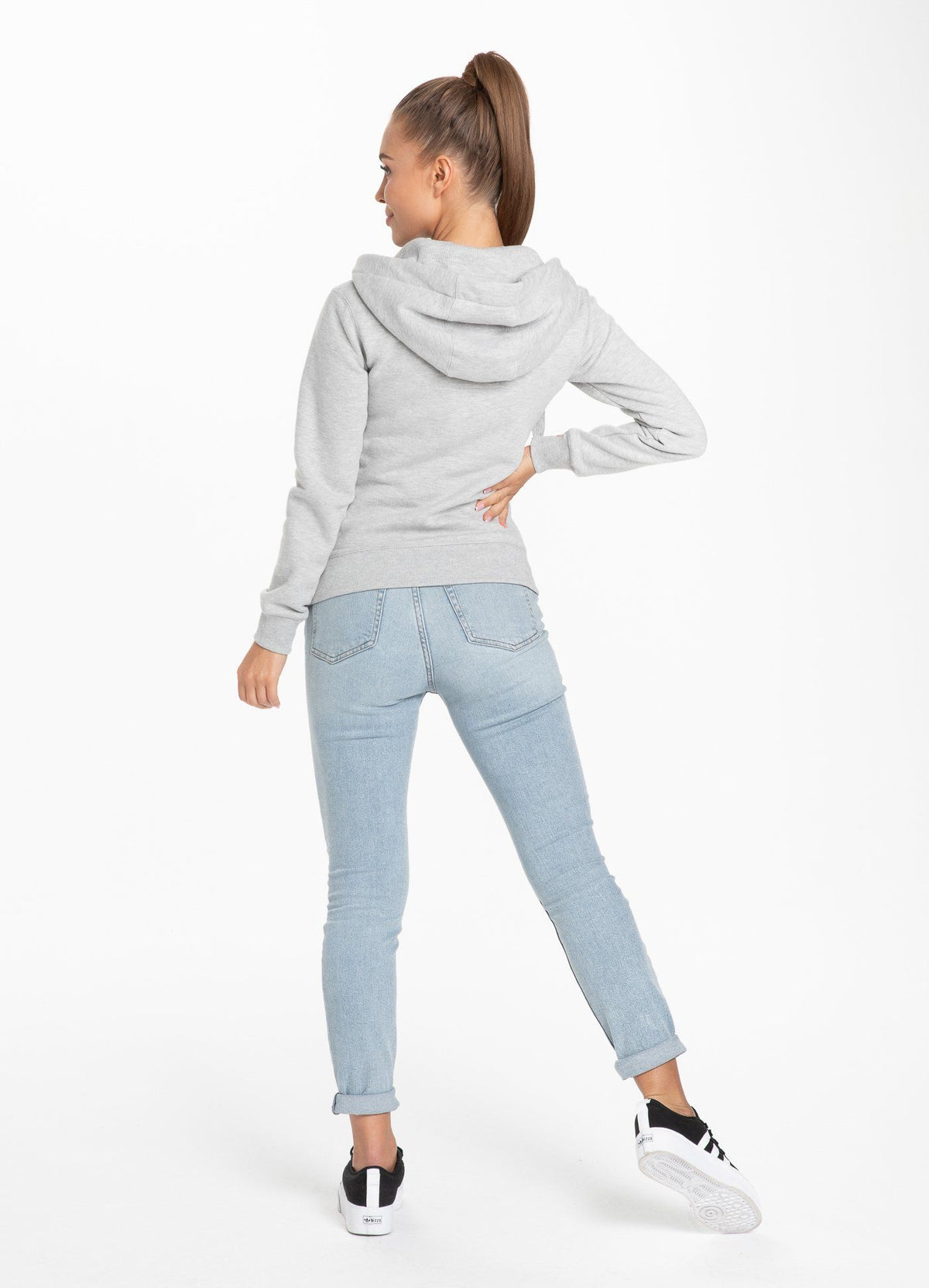 Damen-Kapuzenpullover mit Reißverschluss, kleines Logo