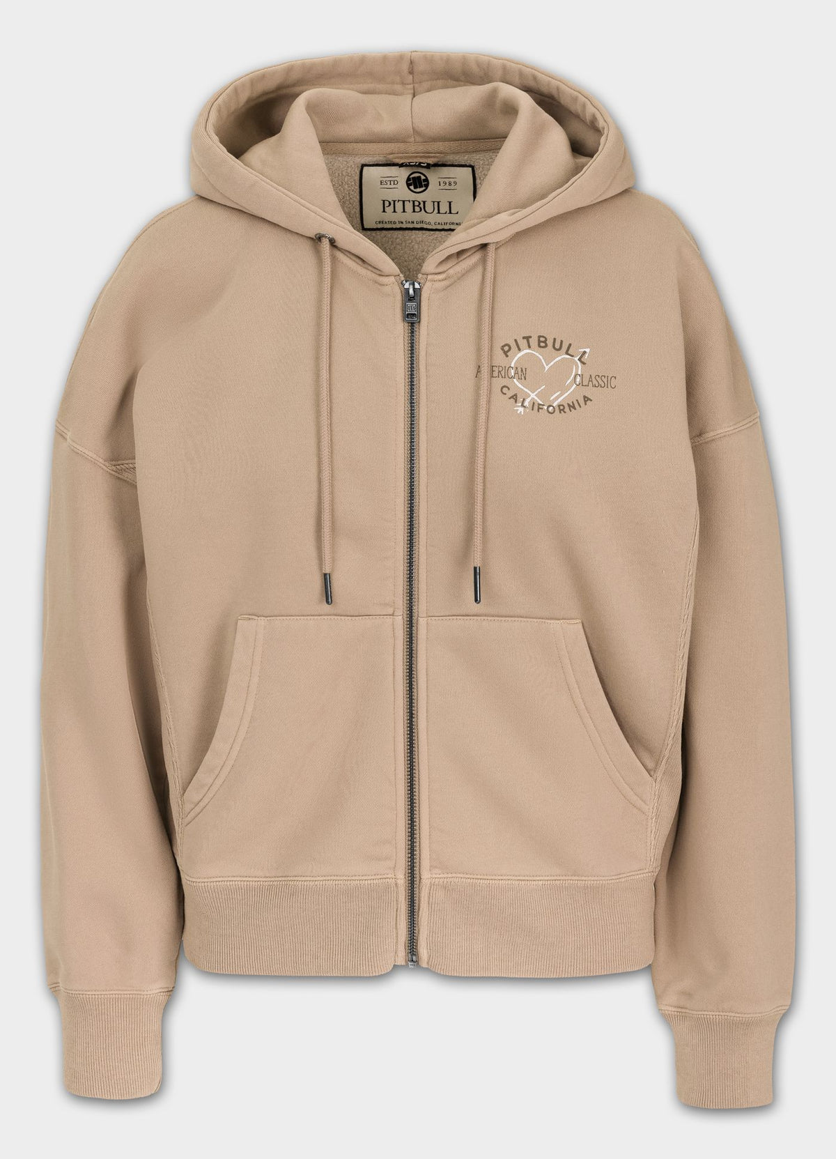 Women's zip-up hoodie Washed MANZANITA HEART - Sand