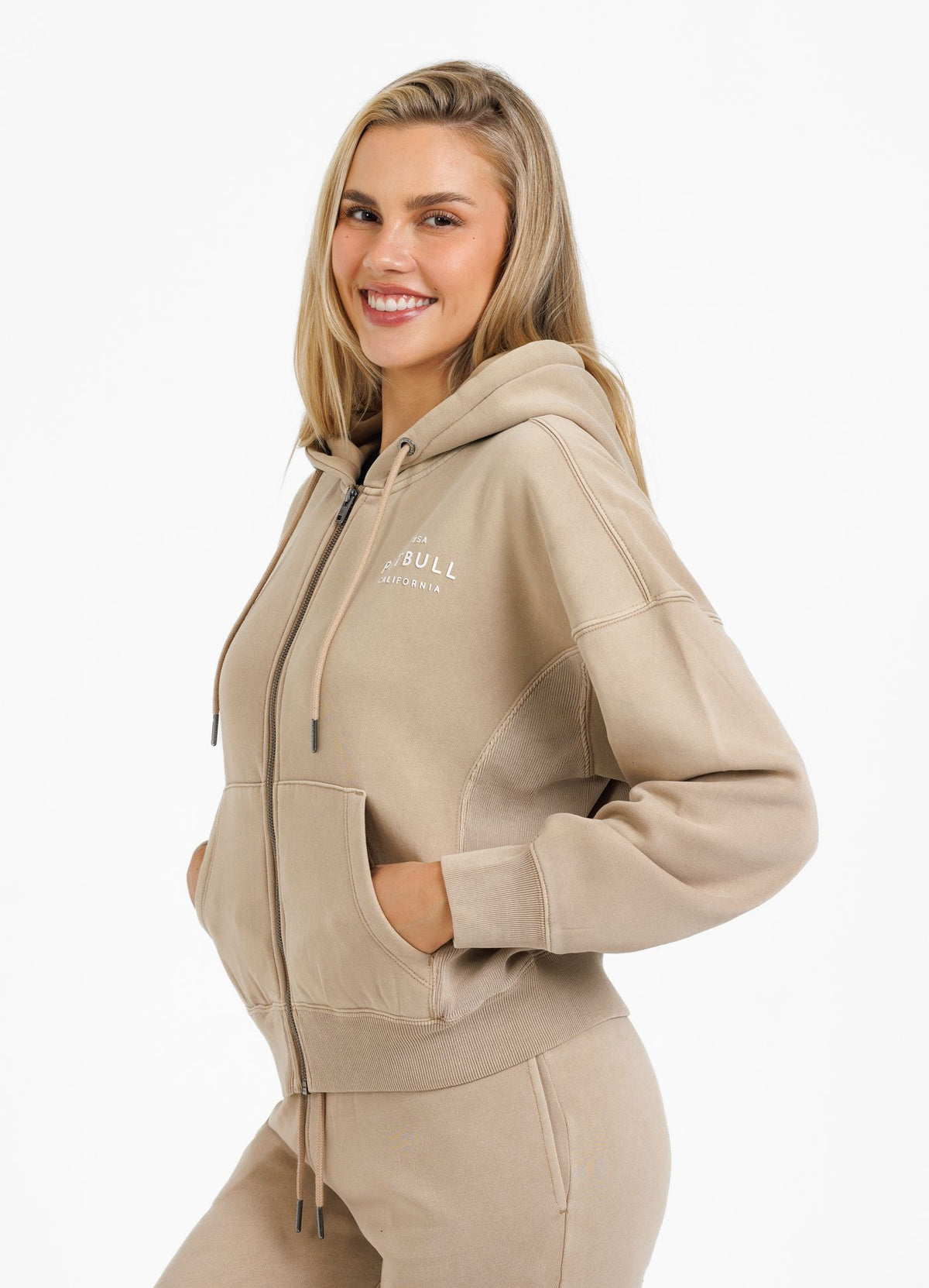 Frauen Hoodie mit Reißverschluss Manzanita - Sand