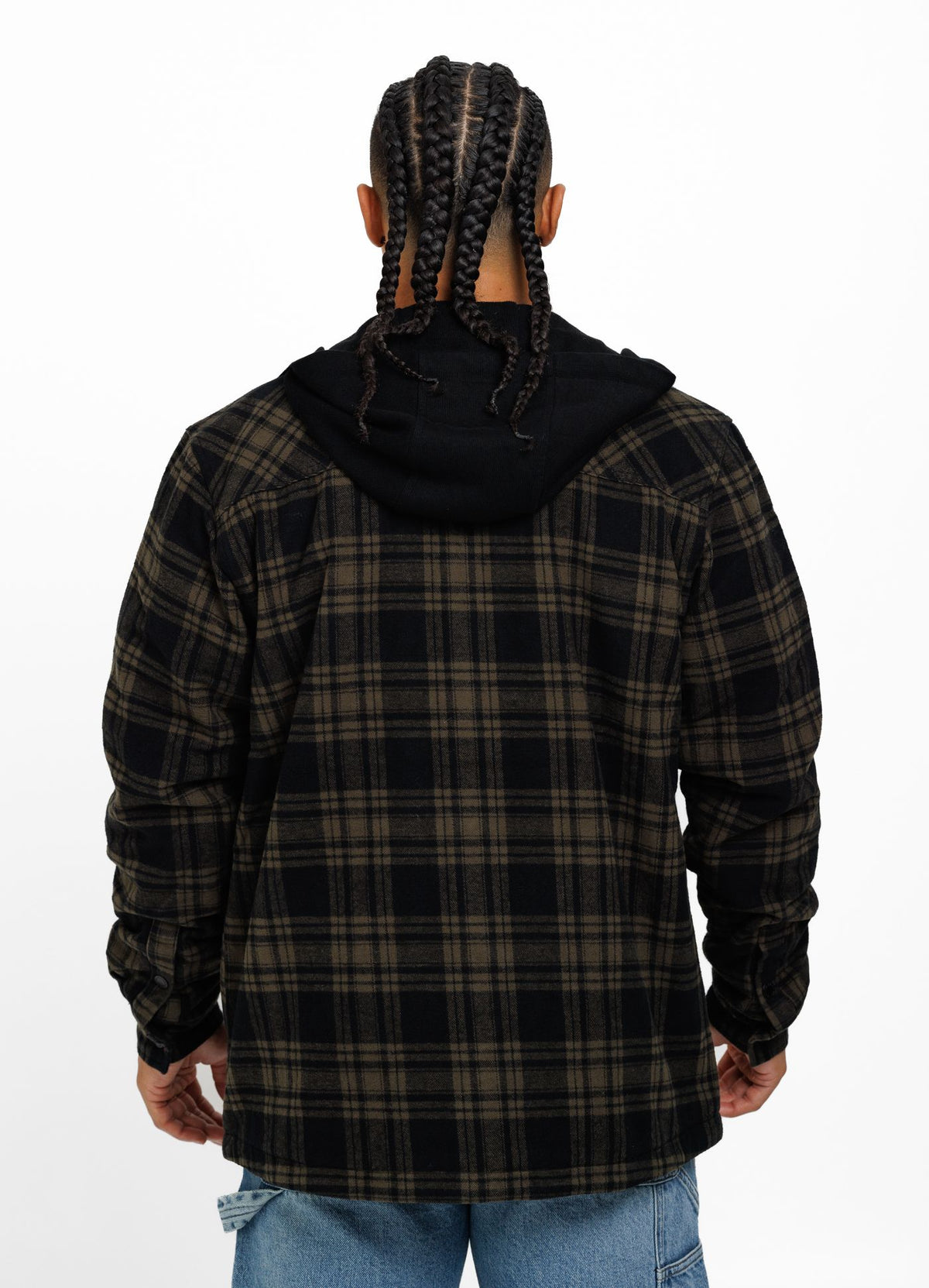 Flanelljacke mit Kapuze Pioneer - Schwarz/Olivgrün