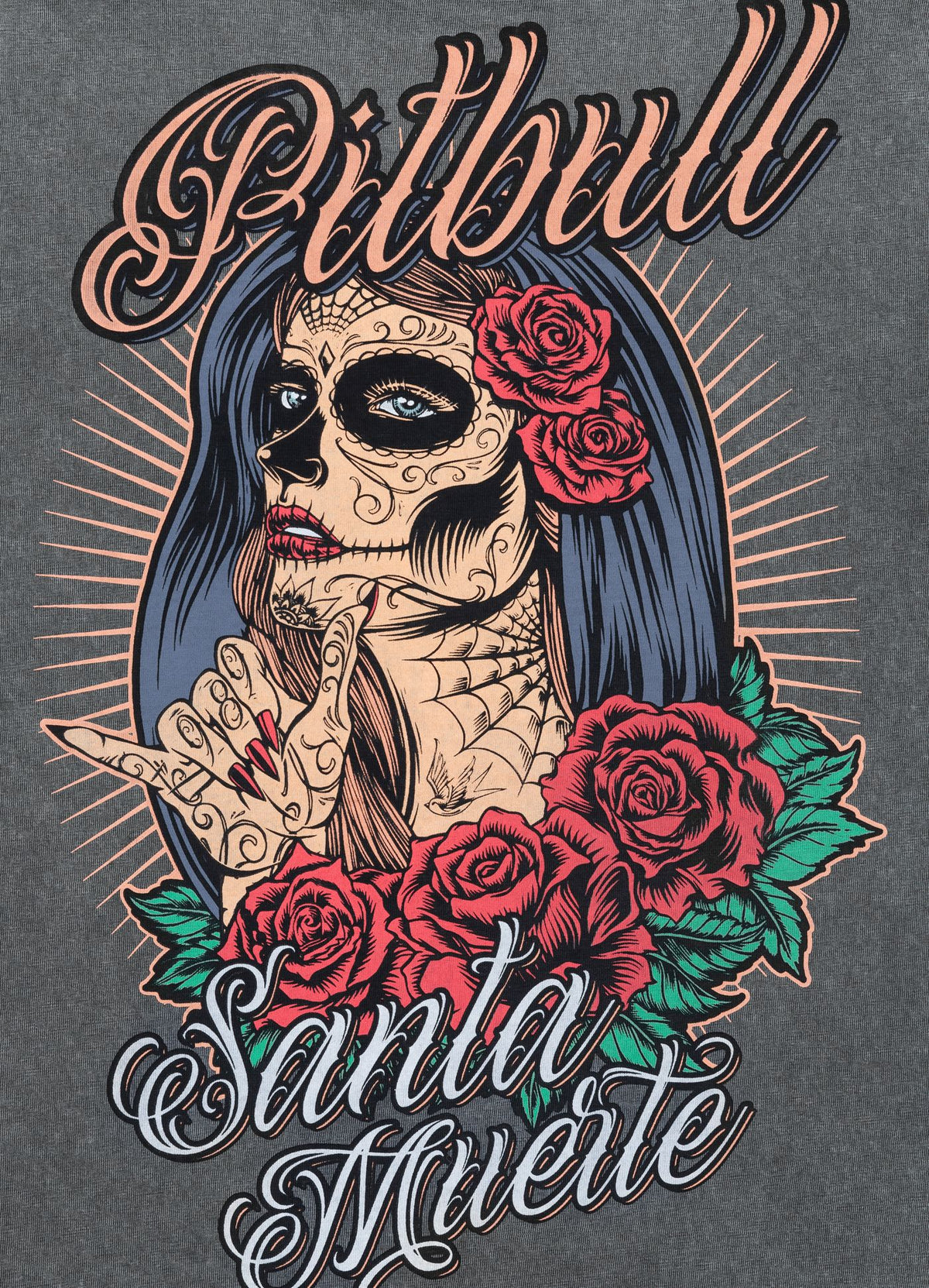 Damen T-Shirt Denim Washed Santa Muerte