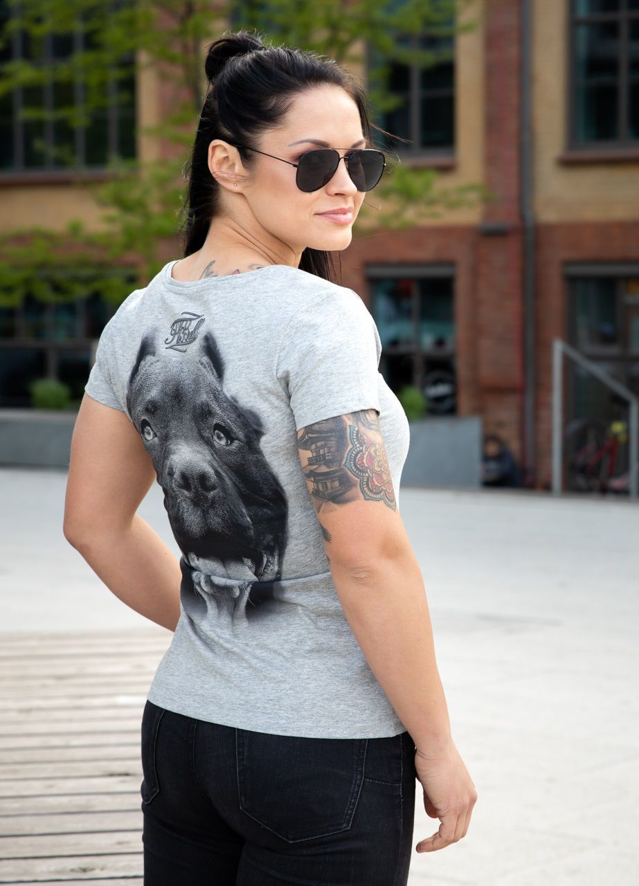 Damen T-Shirt PITBULL IR Grau Melange