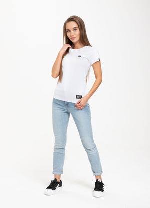 Damen T-Shirt Lycra Slim Fit KLEINES LOGO Weiß