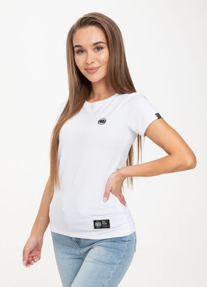 Damen T-Shirt Lycra Slim Fit KLEINES LOGO Weiß