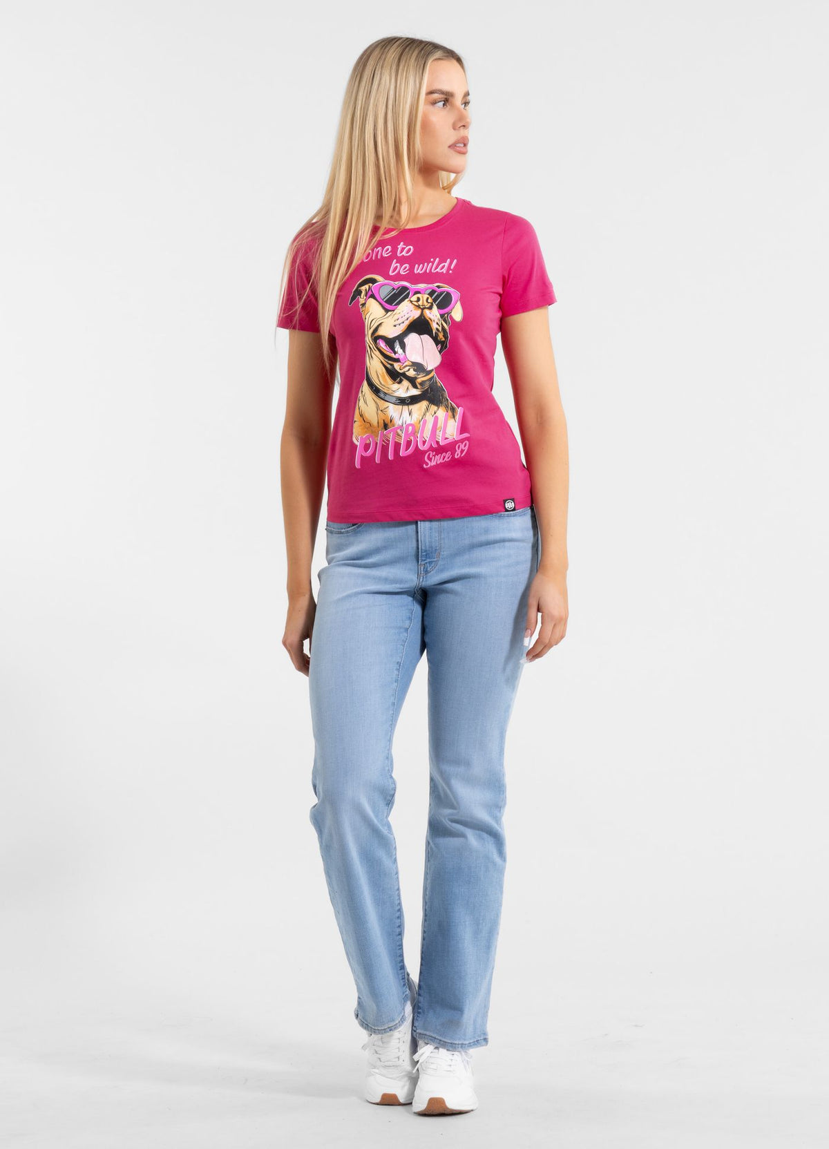 Damen T-Shirt SONNENBRILLE HUND - Himbeere