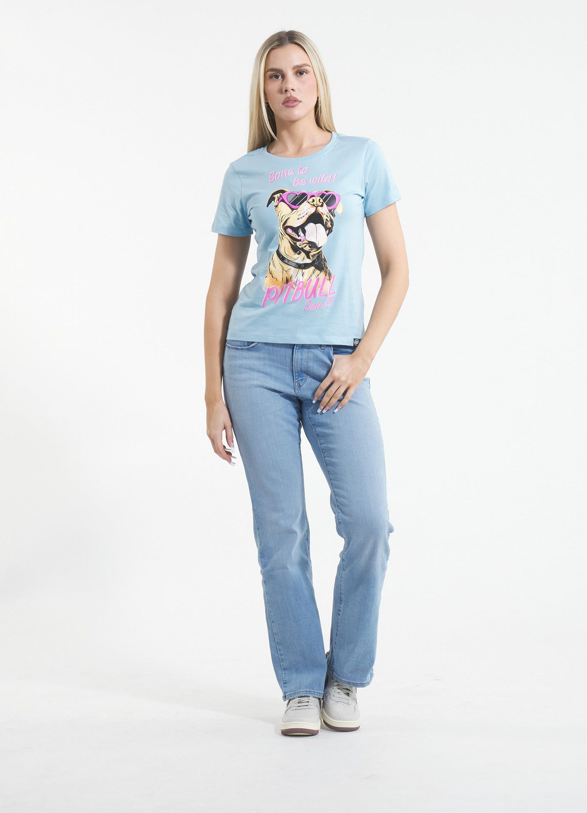 Women's T-Shirt SUNGLASSES DOG - Light blue