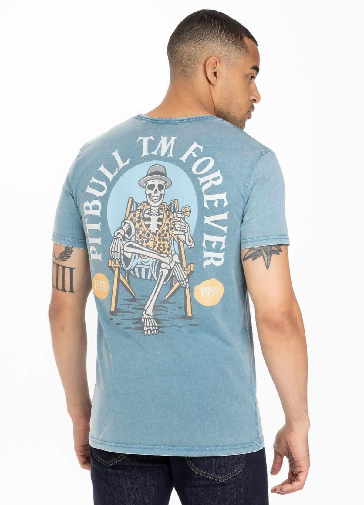 T-Shirt Mittelgewicht PITBULL FOREVER Hellblau