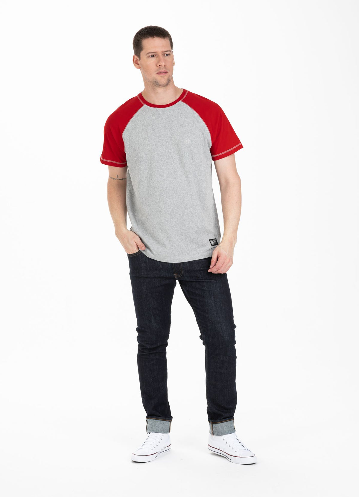 T-Shirt Garment Washed Raglan Small Logo - Pitbull.eu