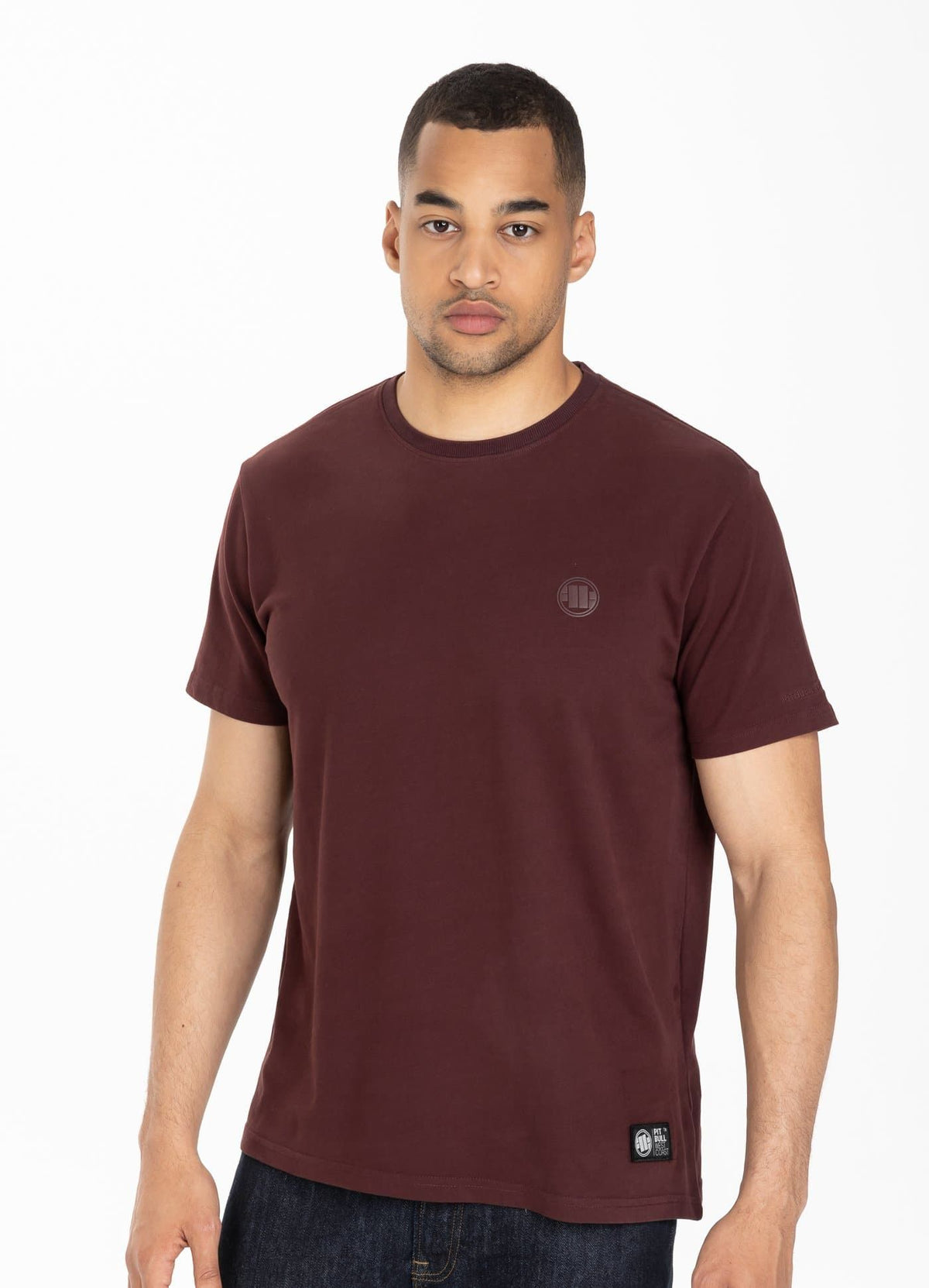 T-Shirt Garment Washed KLEINES LOGO Burgund