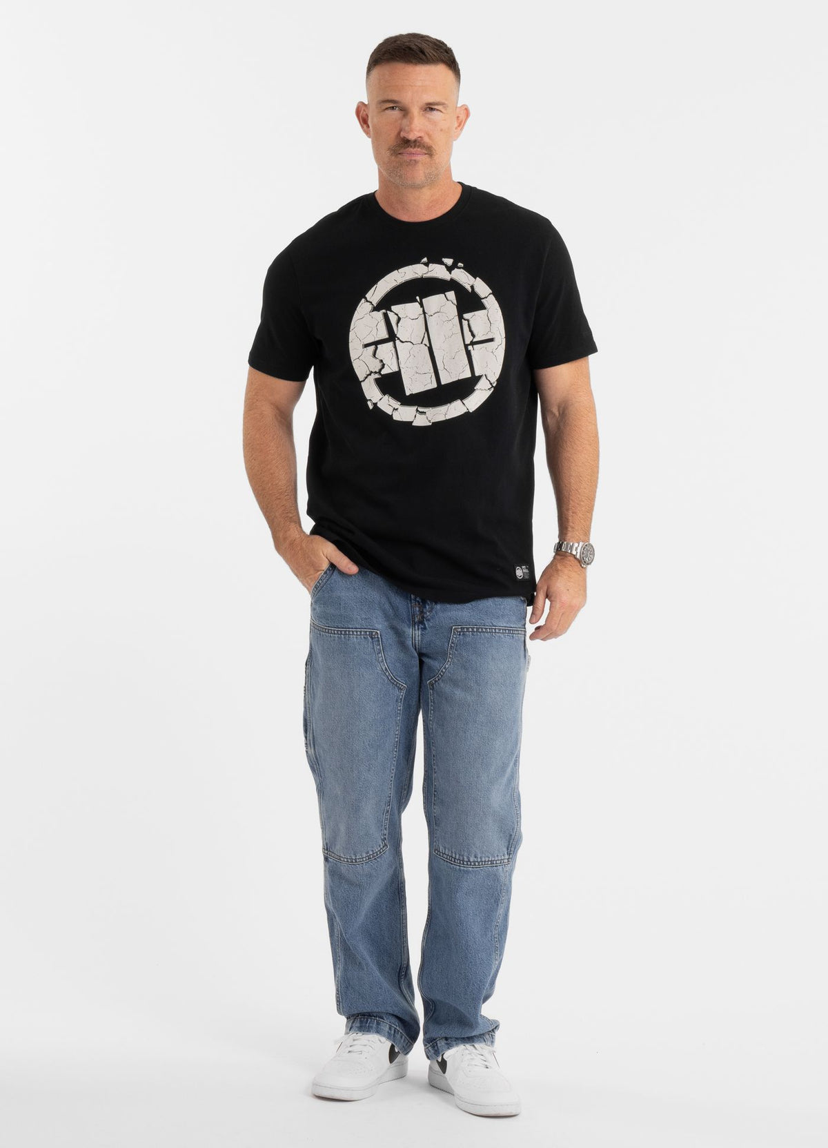 Herren T-Shirt Garment Washed SCRATCH - Schwarz