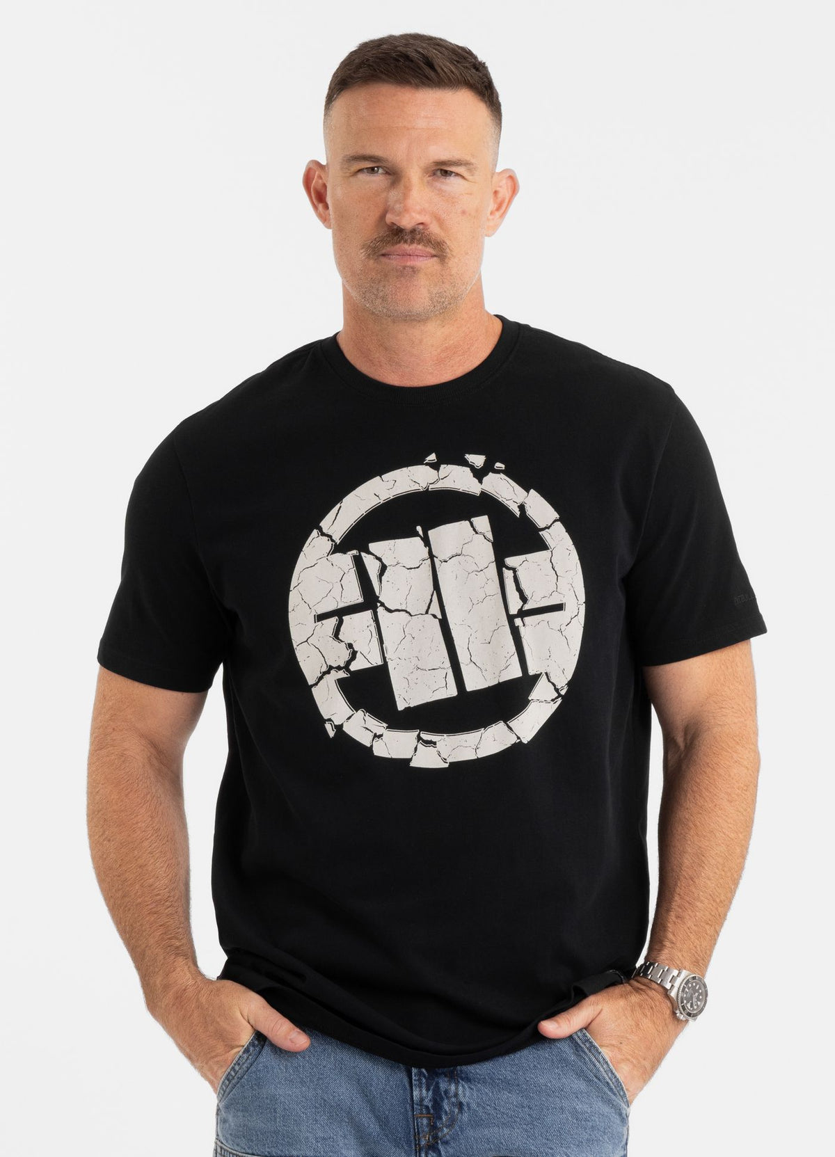 Herren T-Shirt Garment Washed SCRATCH - Schwarz