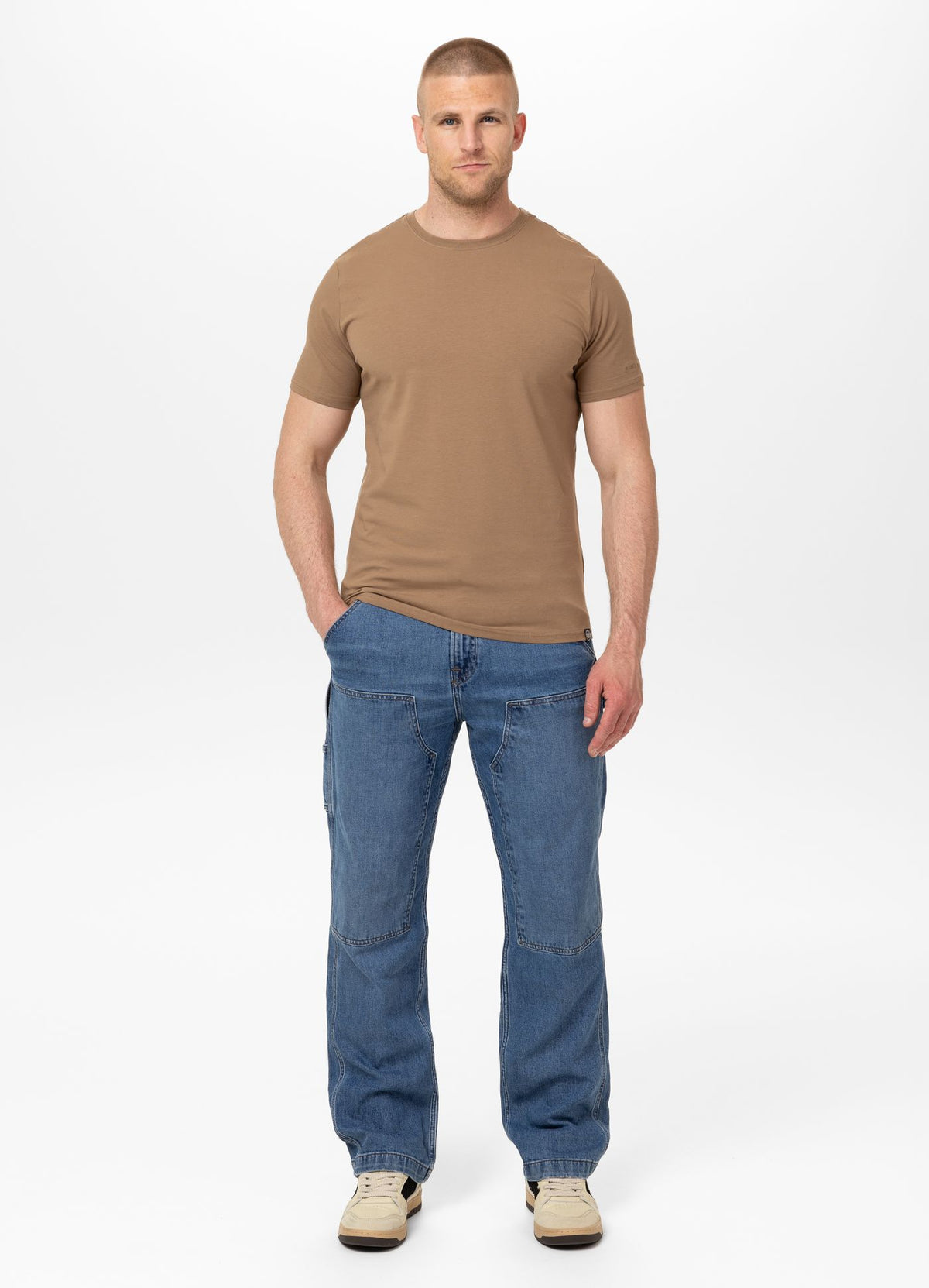 Herren T-Shirt Slim Fit MINIMAL - Coyote braun