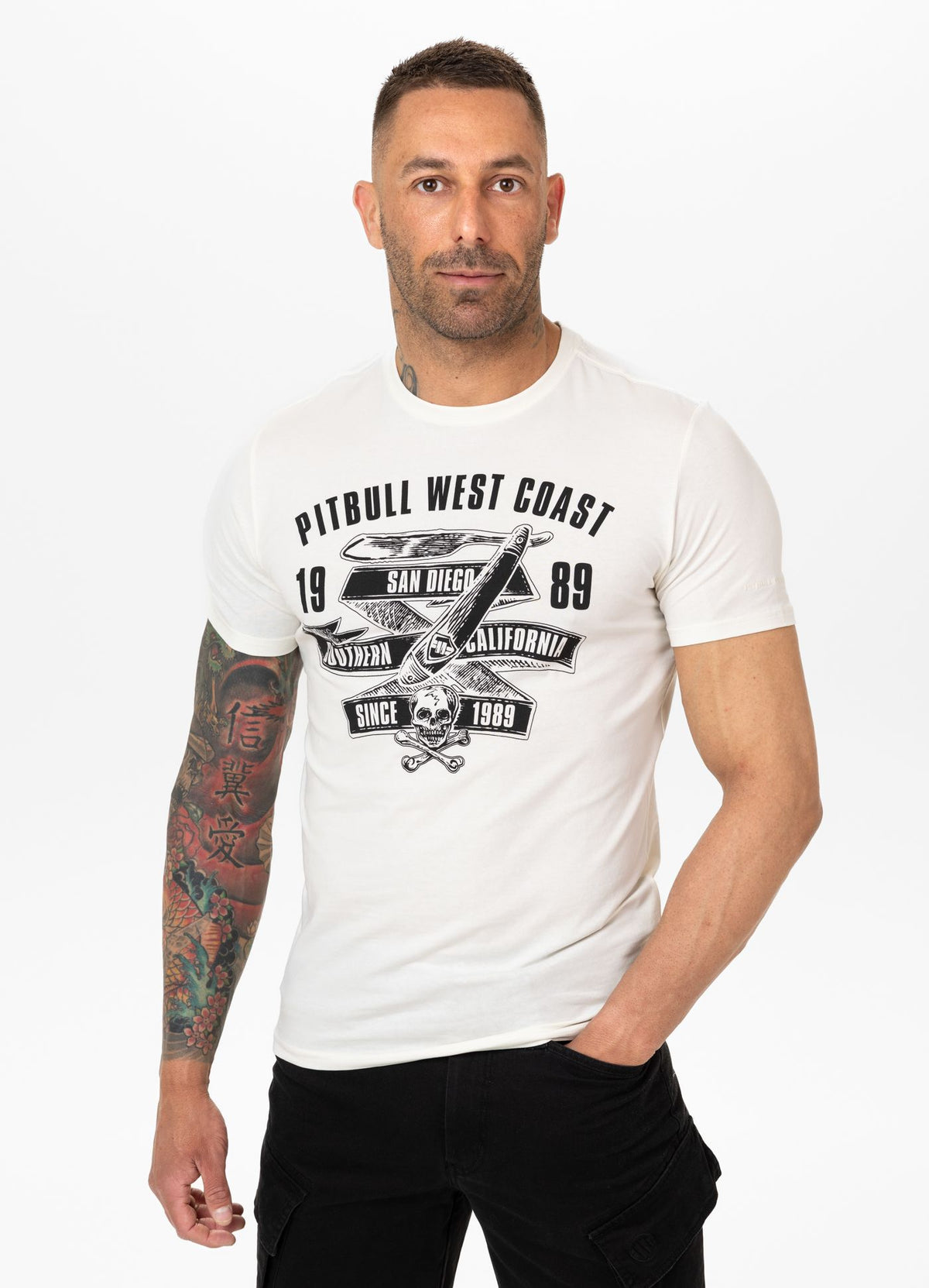 Men's T-Shirt Slim Fit OLDSCHOOL RAZOR - White