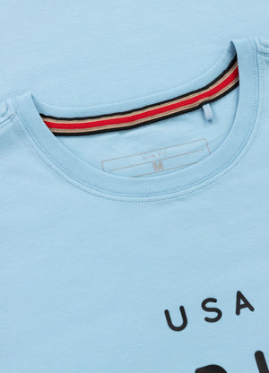 Herren T-Shirt Slim Fit USA CAL - Hellblau