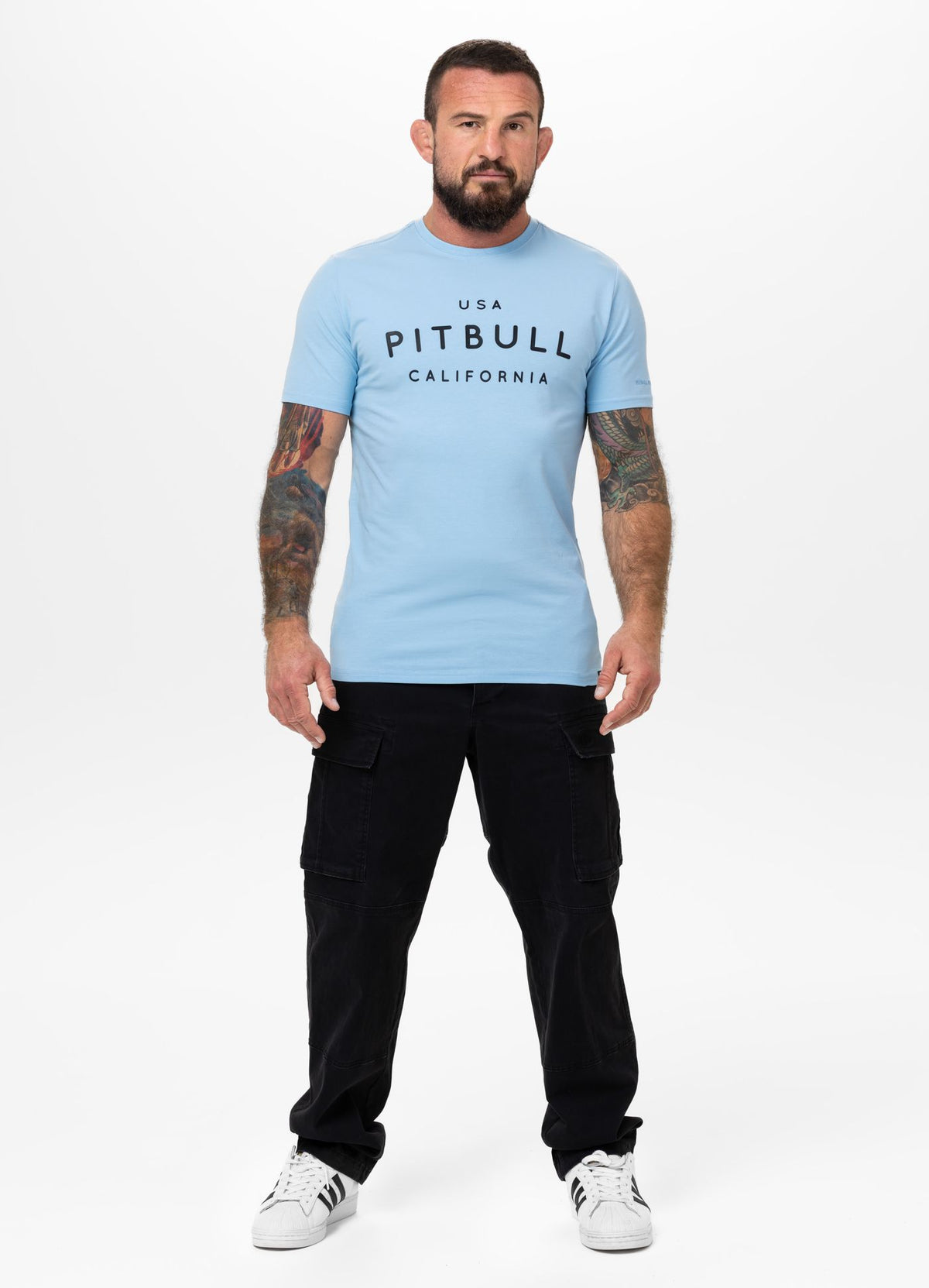 Herren T-Shirt Slim Fit USA CAL - Hellblau