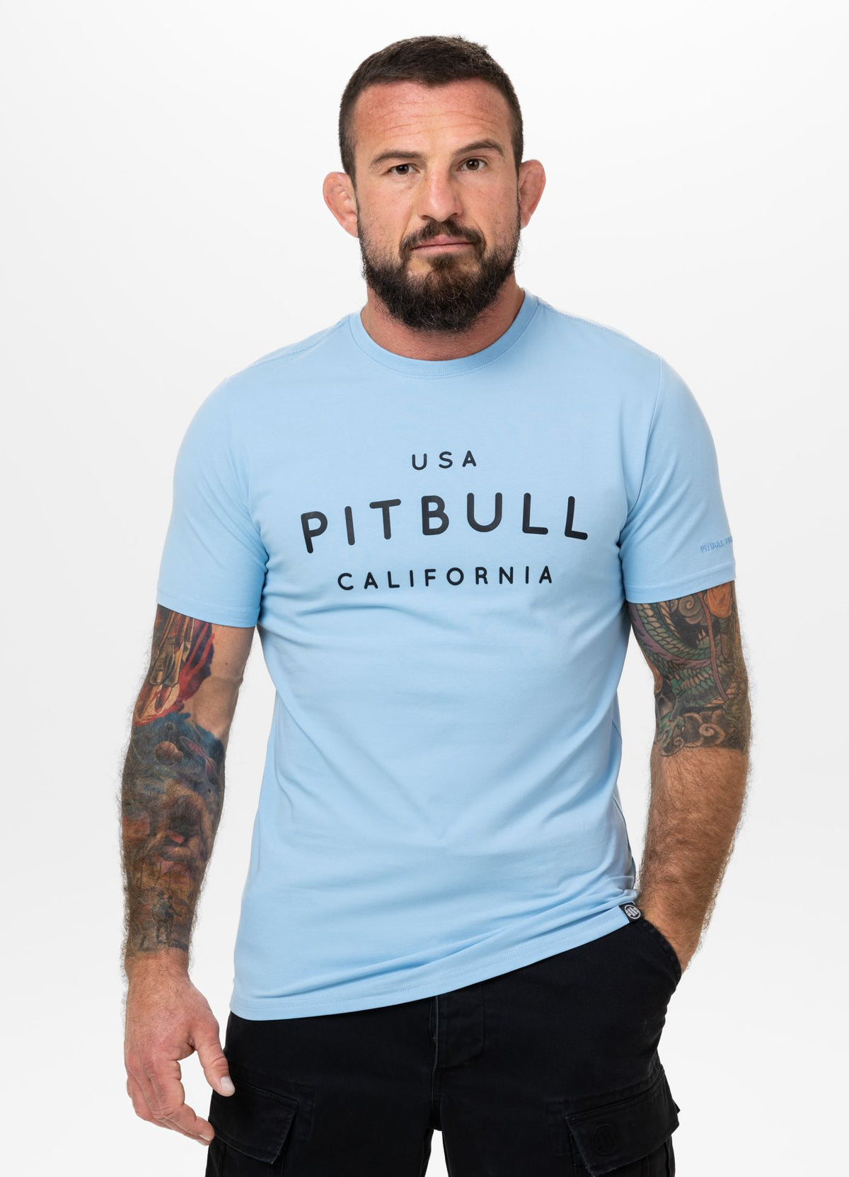 Herren T-Shirt Slim Fit USA CAL - Hellblau
