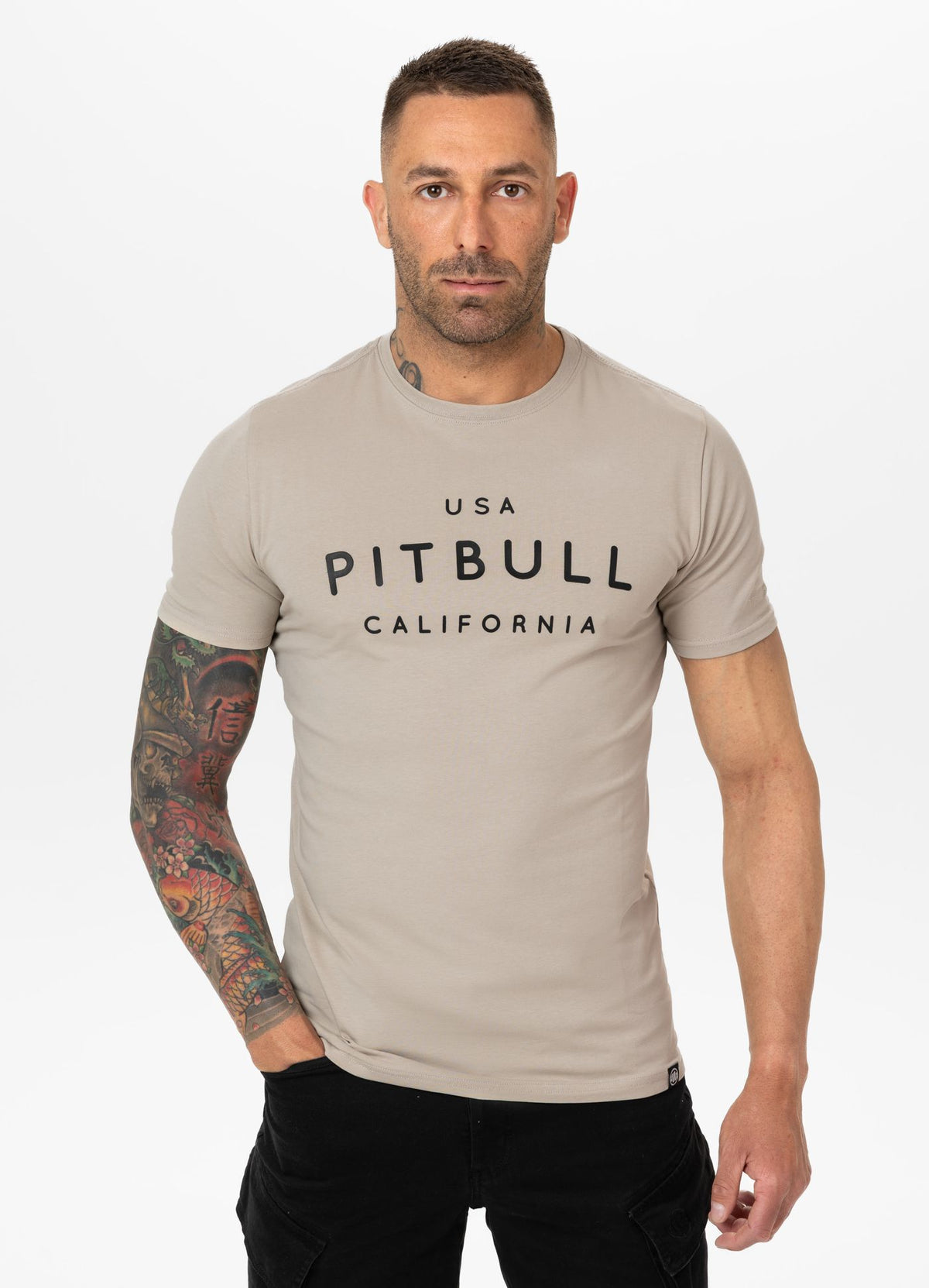 Herren T-Shirt Slim Fit USA CAL - Hellsand