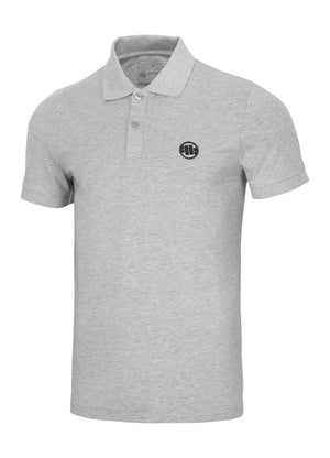 Herren Poloshirt Jersey Slim Fit Kleines Logo - Grau Melange