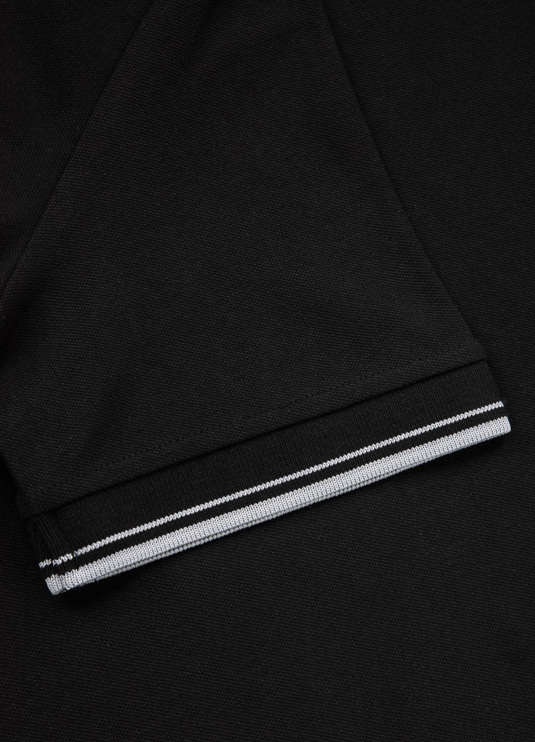 Poloshirt Pique Regular Stripes - Schwarz
