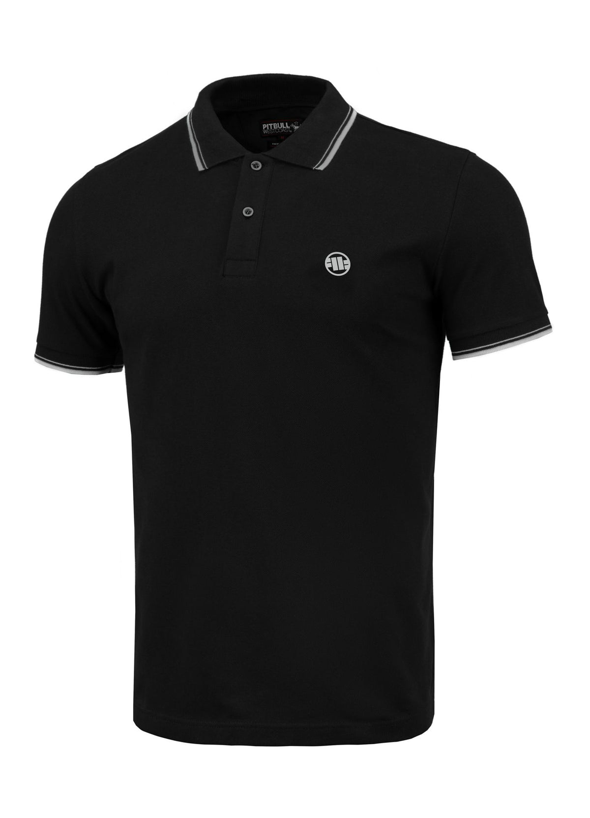 Poloshirt Pique Stripes Regular - Schwarz