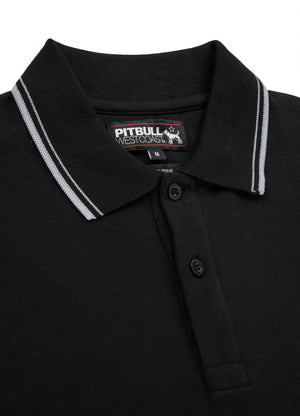 Poloshirt Pique Stripes Regular - Schwarz