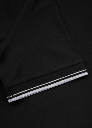 Poloshirt Pique Stripes Regular - Schwarz