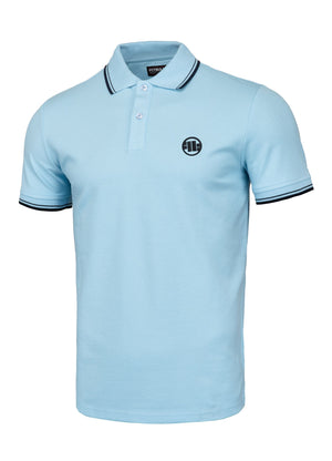 Poloshirt Pique Stripes Regular - Hellblau