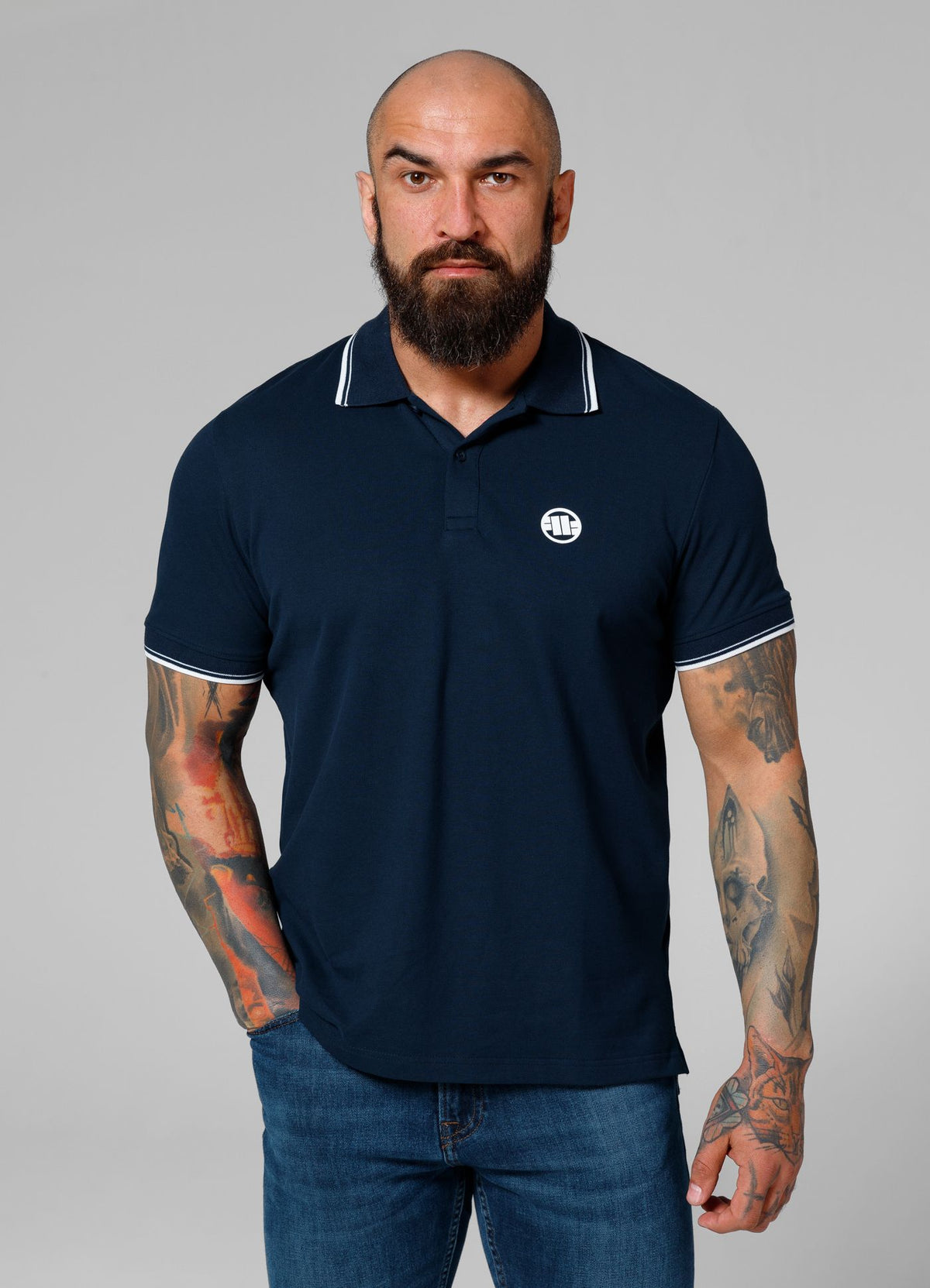 Poloshirt Pique Stripes - Dunkelblau