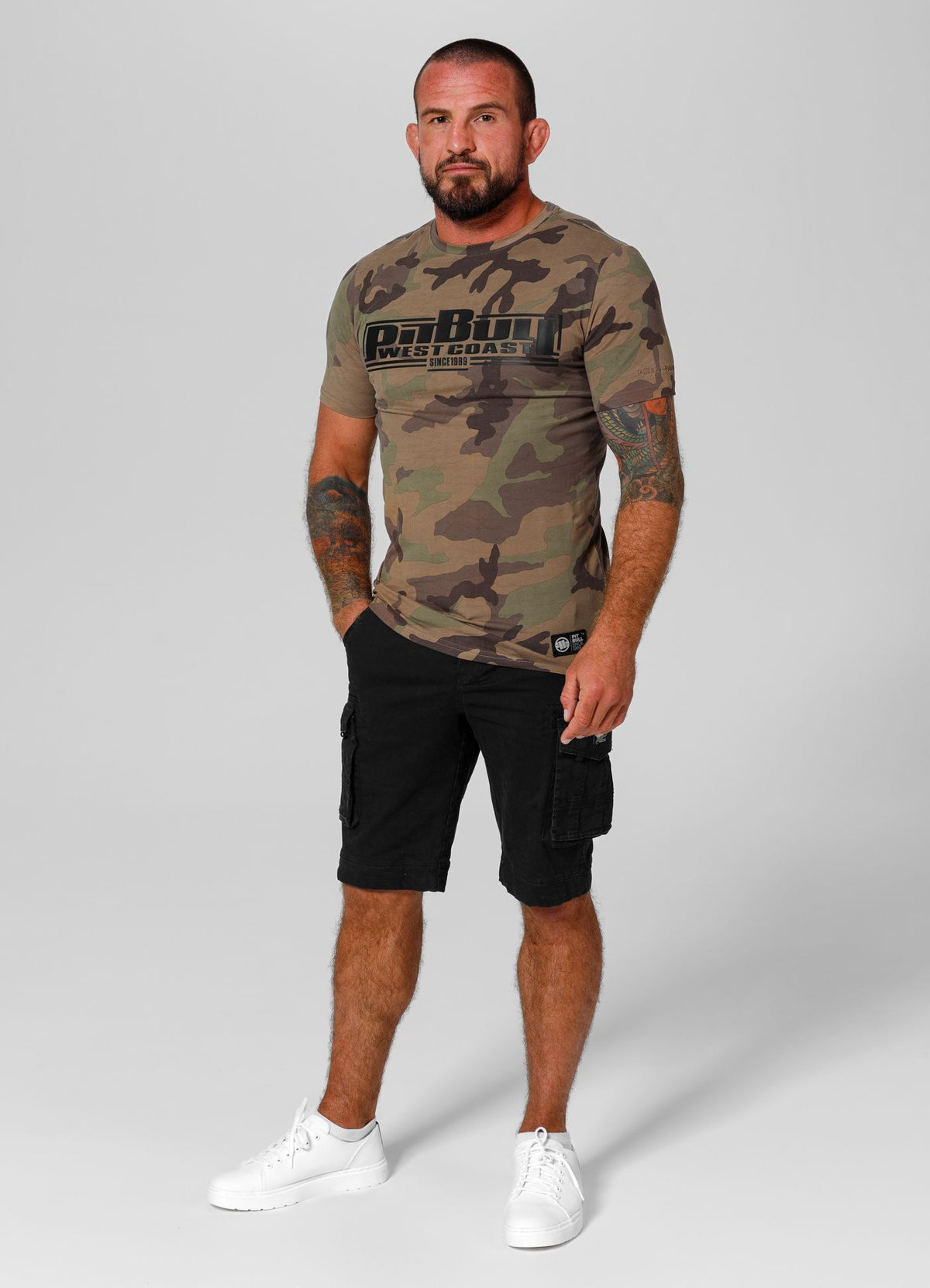 T-Shirt Slim Fit Classic Boxing - Woodland Camouflagemuster 